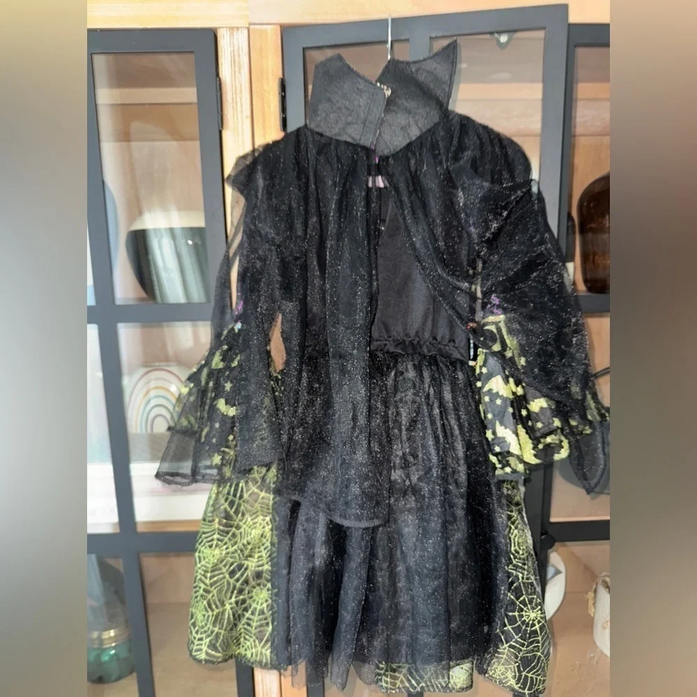 Toddler Witch costume dress glitter bats moon spiderweb halloween sequins girls